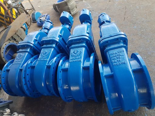 Gate Valve เกทวาล์ว ประตูน้ำบนดินติดชุดเกียร์ทด มอก 256-2540