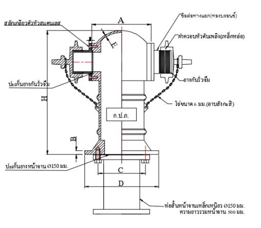หัวดับเพลิง ขนาด 150 มม. การประปาภูมิภาค กปภ.